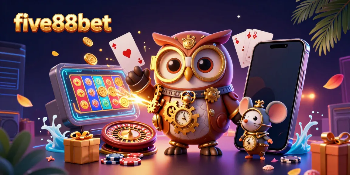 Experience the thrilling world of five88bet with an engaging 3D illustration of casino excitement.