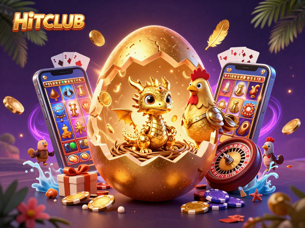 Experience HITCLUB's thrilling games with a golden dragon guarding treasures and dynamic gaming elements.