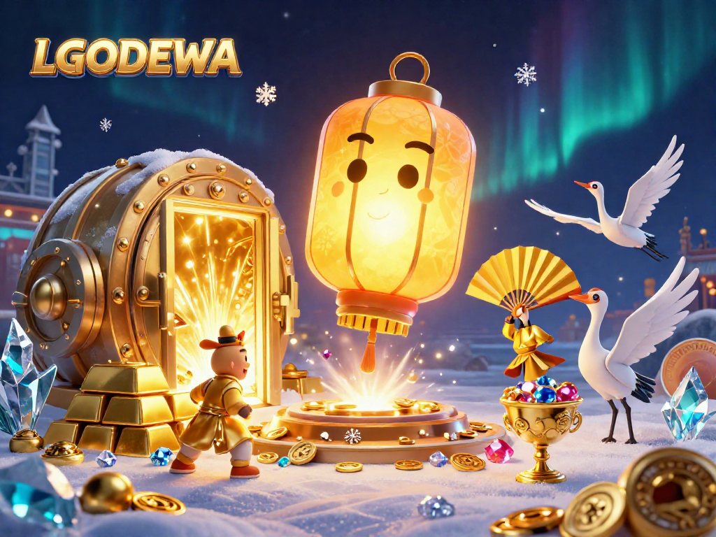 Unlock winning strategies at LGODEWA with a vibrant 3D casino scene filled with treasures.