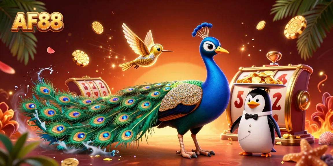 Experience the thrill of winning at AF88 with vibrant games, golden chips, and enchanting characters.