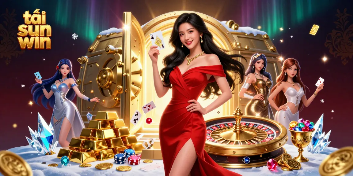 Experience the thrill of tải sun win with our stunning 3D illustration featuring a confident woman and dynamic casino elements.