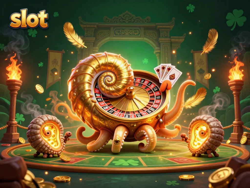 Experience dynamic slot gameplay with a nautilus-themed casino scene featuring golden elements.