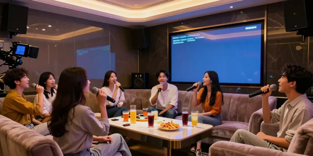 달토 가라오케의 고급스러운 분위기와 친구들의 즐거운 노래 시간
