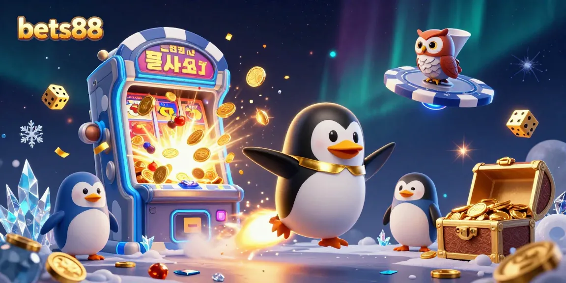 Experience thrilling wins at bets88 with a golden penguin and dynamic casino action in space.
