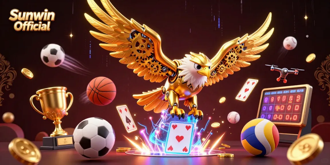 Experience thrilling gaming with Sunwin Official and a vibrant casino atmosphere featuring golden eagle, sports elements, and luminous effects.