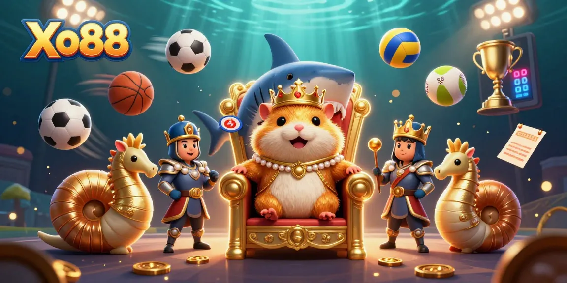 Xo88 showcases a unique sports betting scene with a hamster king and dynamic game elements.
